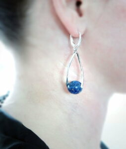 boucles d oreilles lapis lazuli boule ronde 12mm en argent 925