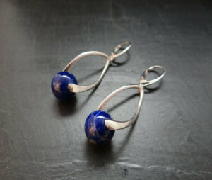 boucles d oreilles lapis lazuli boule ronde 12mm en argent 925