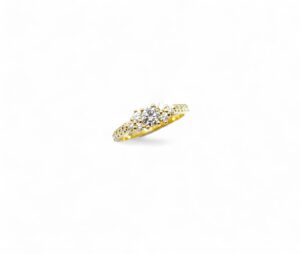 bague fiançailles diamants serti griffes monture or jaune 18 carats