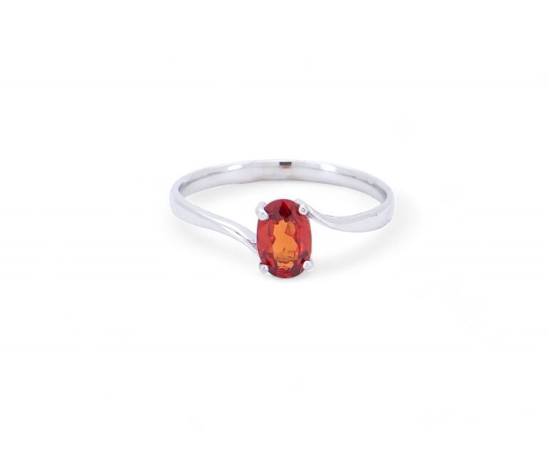 bague grenat spessartite ovale monture or blanc