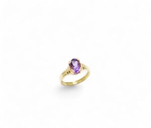 monture or jaune 18 carats avec une amethyste ovale 8/6mm