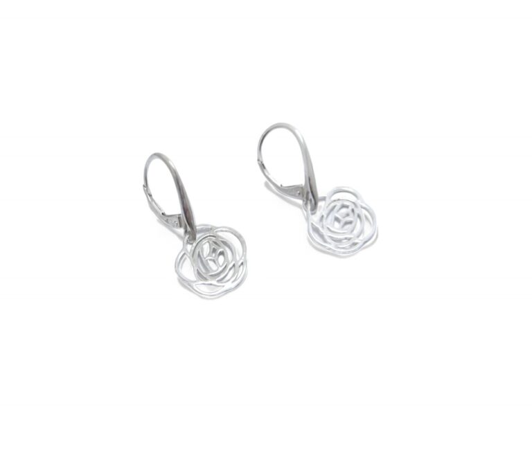 Boucles d’oreilles rose en argent 925/1000, rhodié.