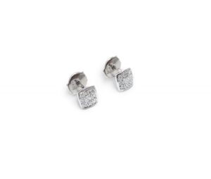 boucles d oreilles en or blanc 18 carats avec pavage de diamants