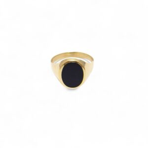 chevaliere homme onyx monture or jaune 18 carats