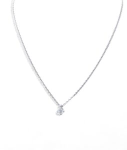 collier diamant serti 4 griffes rond et chaine forcat