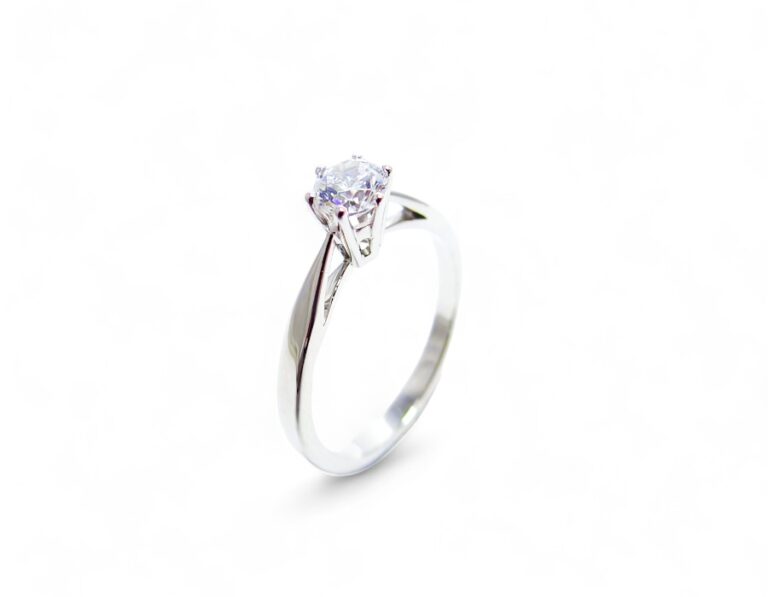 Solitaire diamant 0.40 ct or blanc 18 carats