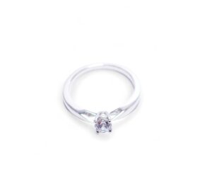 solitaire diamant rond de 0.30 carats monture or blanc 18 carats rhodié