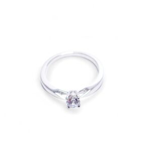 solitaire diamant rond de 0.30 carats monture or blanc 18 carats rhodié