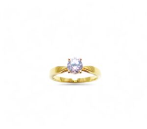 solitaire diamants 0.40 carats serti sur chaton 4 griffes monture or jaune 18 carats